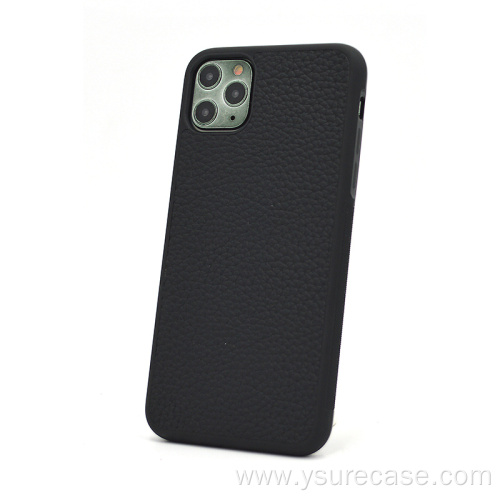 Modern Stylish Black Pebble Leather Phone Case With